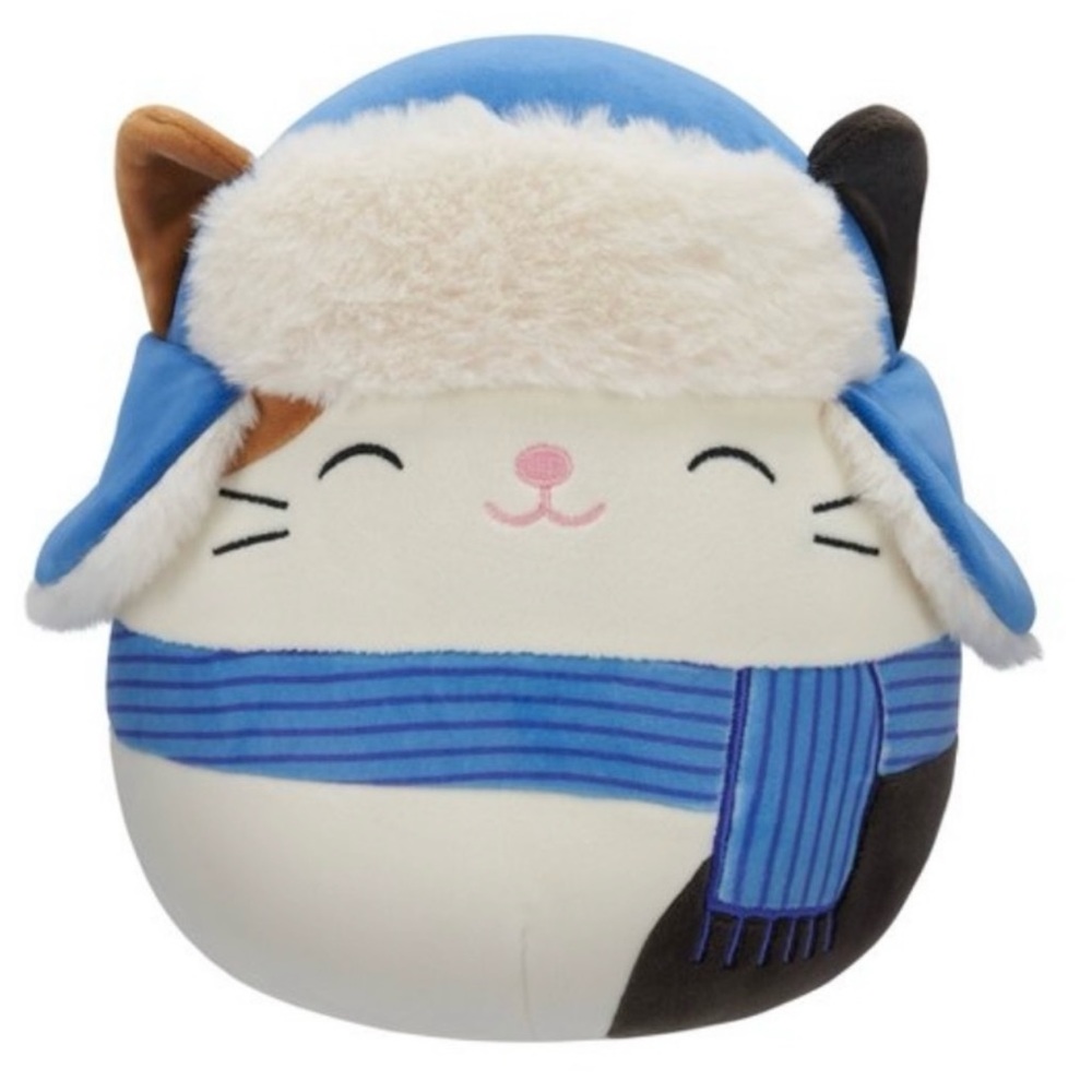 ⚡️NWT LIMITED EDITION Squishmallow Cam the Cat 8” Hat & Blue Scarf Holiday 2023